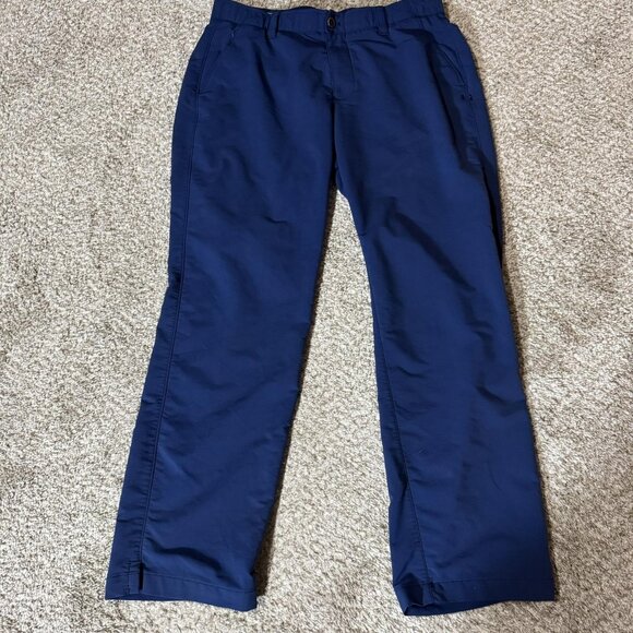 Under Armour Pants Mens 34x30 Navy Blue Golf Performance Stretch Flat Front - Picture 1 of 12